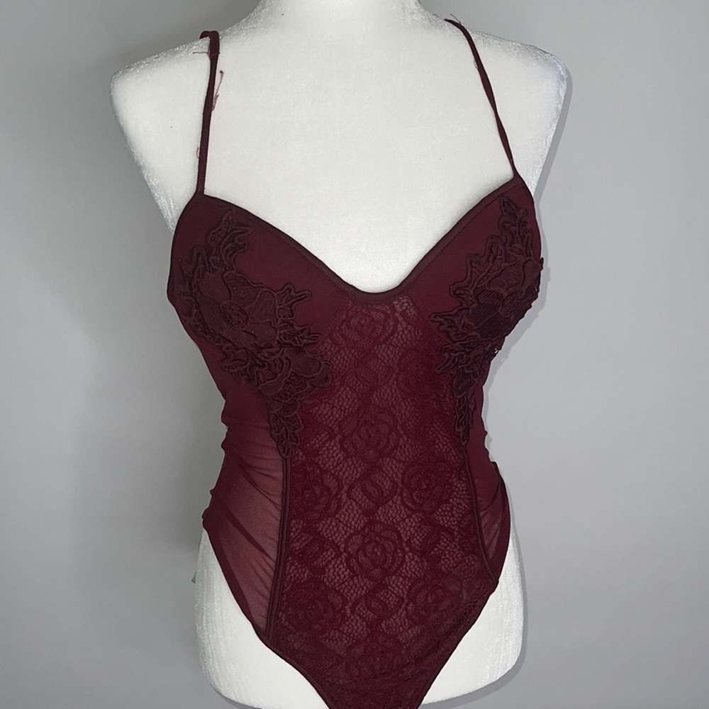 Burgundy Lace Bodysuit
